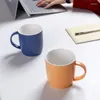 Mugs 350ml Creative Simple Color Matte Ceramic Coffee Mug With Handle Anti Scalding Milk Cup Drink Couple Portable Water Set