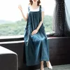 Robes décontractées vintage surdimensionné denim robe femme coréenne de mode de mode anniversaire harajuku lâche maxi sans manches