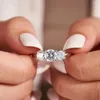 Cluster Rings MINTYBOX 2.0ct D Color Round 925 Silver Moissanite Ring For Women 18K White Gold Plated Diamond Test Passed Engagement Gift