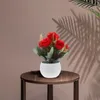Decorative Flowers Artificial Rose Simulation Fake False Potted Plants Lifelike Small Bonsai Silk Faux