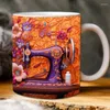 Tazas de cerámica taza de café 3d de costura 3D taza de lavavajillas de la taza novedosa con máquina floral para té y