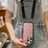 Piękny iPhone Phone Case 15 14 Pro Max Designer Bling Crossbody Hi Quality torebka 18 17 16 15pro 14pro 13pro 12pro 13 12 Plus obudowa z logo WD