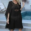 Sexy Tassel Beach Cover Up Dress Solid Hollow Out Crochet Lace Boho Holiday Swimwear Summer Bathing Suit Beachwear