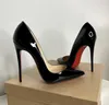 Luxurys Brand Pumps High Heels Shoes Women Shoes Red Shiny Bottom Pointed Toe Black Thin Heel 8cm 10cm 12cm Sexy Wedding Shoes Size 35-44