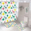 Douchegordijnen kerstrendiergordijn sets non slip tapijt toilet deksel deksel deksel bad mat schattig dieren eland kerstvakantie Decor Home Tub scherm