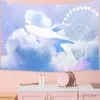 Dolphin Sky Tapestries Audio Cartone animato appeso nuvole rosa e balene Aestestry Aesthetic Kawaii Decorazioni per la stanza della stanza Decor Home Decor R0411