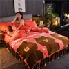 Bedding Sets Milk Gold Velvet Four-piece Set Of Falle Coral Bed Dress Double-sided Falete Linen