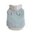 Hondenkleding Hoodies voor honden denim mode Koreaanse stijl vrije arm metalen snap sluiting grijze kap kleding puppy