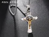 Colliers de pendentif Inri Jesus croix pendentifs Exorcisme en acier inoxydable St Benedict Crucifix Collier pour hommes bijoux23404504879