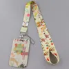 Japanische Kirschblüte Fuchs Hirschhalsriemen Schlüsselbad Badge Halter ID -Karte Pass Hänge Seil Lanyard für Schlüsselringzubehör