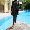 2024 Black Burkini Muslim Women Женщины с полной крышкой, купальник, 3 купальники Исламский купальный купаль