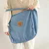 Shopping Bags Women Denim Shoulder Bag Men Wash Jeans Shopper Tote Female Large Cute Cartoon Print Handbag Student Bookbag