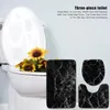 Bath Mats Black Marble Texture Rug Set 3 Piece Non Slip Bathroom Toilet Lid Cover U Shaped Contour Carpet Soft