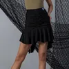 Stage Wear Wrinkle And Lotus Design Female Latin Dance Skirt For Women Dancing Dress Ballroom Belly Cloth