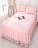 Lit de literie en dentelle rose jupe 13pcs lits de lit de princesse romantique