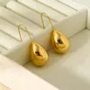 Dangle Earrings INS Trend 16K Gold Plated Stainless Steel Fish Hook Teardrop For Women Texture Waterproof Drop Jewelry