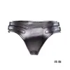 Mulheres Faux Leather Briefs Tenção de Cenas da Correia Panties Recha Abaixo