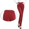 Office Mom Corduroy Straight Pants Women EleAgnt High midja formella Pantalones Big Size 35 ol Spodnie Classic byxor Broek 240411