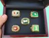 5 PCS 1983 1987 1989 1991 2001 Miami Hurricanes National Shirt Ring Set с деревянной коробкой для фан -шейки 2019 Drop Shipping3830235