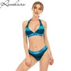 Mutade feminina de banho 2024 azul plus size 3xl Lace-up Women Sets