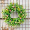 Decorative Flowers Spring Wreath Wildflower Green Leaves And Summer Mother'S Day Decoration Big Fall Wreaths For Front Door