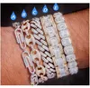 Paper Clip Coffee Bean Lock Clasp Link 78 Inch Bracelet Iced Out Zircon Bling Hip Hop Men Jewelry Gift Beaded Charms Bracelets P09215437