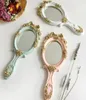 1pcs lindos espejos de mano de madera creativa de madera maquillaje espejo de tocador de tocador rectángulo espejo cosmético con mango para regalos 2768129