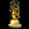 Dekorativa blommor LED Microlandschaft Glass Dome Light Mini Artificial Sunflower Lamp med Cover Desktop Ornament (Yellow) Solrosor