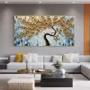 Abstract Gold Tree of Life Money Tree Painting sur toile sur toile Affiche d'art mural Impressions murales pour le salon décor
