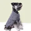 Dog Apparel Hand Knitted Grey Chunky Cable Dog's Jumper Sweater With Pompom