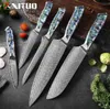 Conjunto de facas de aço damasco, faca de chef de cozinha, aço japonês VG10, facas Santoku super afiadas, faca de desossa, cabo de concha requintado, novo 2818751