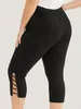 summer women plus size youth series pant leg fishing net design fashion style slim cropped pants 240411