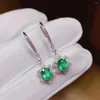 Kolczyki Dangle Kjjeaxcmy Fine Jewelry 925 Srebrne Srebrne Inkrustowane Naturalne Emerald Classic Dams Wspieranie