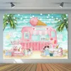 MOCSICKA Fotografia Sfondo Summer Beach Ice Cream Trum Palm Birthday Party Decor Girl Girl Foto Studio Photocall