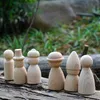 20pc Wooden Peg Doll Beech Unfinished Wood Shapes Morden Craft Wood Loose Parts DIY Accessories for Home Decoration