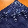 Frauen Jeans Frauen Kleidung 2024 Herbst Stickhose Retro Teller gerade Hosen weiblich Denim Long Pant 2251