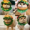 ملابس الكلاب القط برجر هود ذي طوق قبعة تأثيري كاريكاتير الحيوانات الأليفة البطاطا مقلية مئزر إليزابيث دائرة هالوين زي