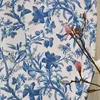 Rideau personnalisé American Chinese Flower oiseau papillon bleu blanc jacquard rideaux de luxe pour le salon chambre à coucher.
