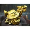 Strumenti per capelli 1 coppia di decorazioni tradizionali intagliate in ottone in rame Fengshui Dragon Turtle Longevità Statue Metal Handicraft7481136 Drop de otlro