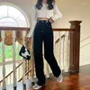 Women's Jeans N6269 Summer Straight High-waist Design Loose And Thin All-match Wide-leg Pants