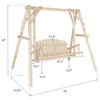 Swing de porche de patio extérieur, banc de chaise rustique à 2 places de 6 places en bois à 2 places pour pelouse du porche avant arrière