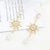 Dangle Ohrringe uilz Retro Long Water Drop Perle für Frauen Zirkon elegante Luxusstar Blume Ohrring Hochzeit Schmuck Geschenke