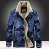 Autumn Winter Men Denim Jacket Casual Turn-down Cowboy Blue S Thicken Warm Jeans Coat Casaca Hombre E714