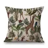 Pillow Tropical Plants Leaves Animal Giraffe Leopard Flamingo Birds Exotic Art Cotton Linen Sofa Case Car Seat Cover