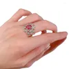 Cluster Rings S925 Silver Inlaid 7 9mm Pigeon Blood Red Egg Full Diamond Festive High Carbon Female