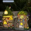 Dekorativa figurer Husstaty Solenergi LED Light Garden Fairy Outdoor Walkway Waterproof Decor Cottage Lamp