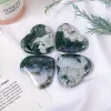 1pc de cristal natural de cristal de cristal ágata forma de escultura cura pedra verde musgo agate amor estatueta decoração doméstica