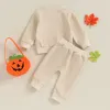 Pantaloni mababy 03Y Halloween neonato neonati neonati set di vestiti per lettere di zucca top a maniche lunghe