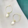 Orecchini penzolanti Drop di perla d'acqua dolce semplice Elegante delicata ovale ovalta da 20 mm pieni da 20 mm Vintage per donne