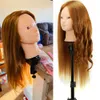 Make Up Mannequin Head for Frisyrer 85% Real Hair Doll Head and Wig Stand Stativ för mänskligt hår med frisörstillbehör